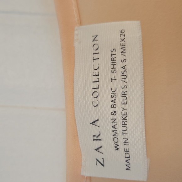 ZARA WOMENS SMALL ORANGE SHORT SLEEVE V NECK  TOP Office colorful light - Picture 2 of 3